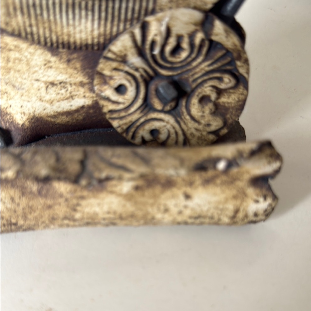 Rustic Warrior Sculpture - Yellow and Brown - Picture 8 of 10